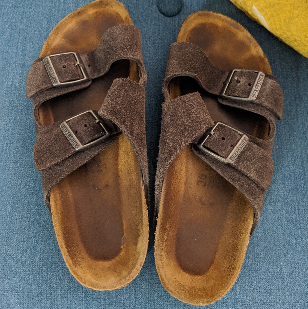 Gray velvet Birkenstocks size 36/6-7